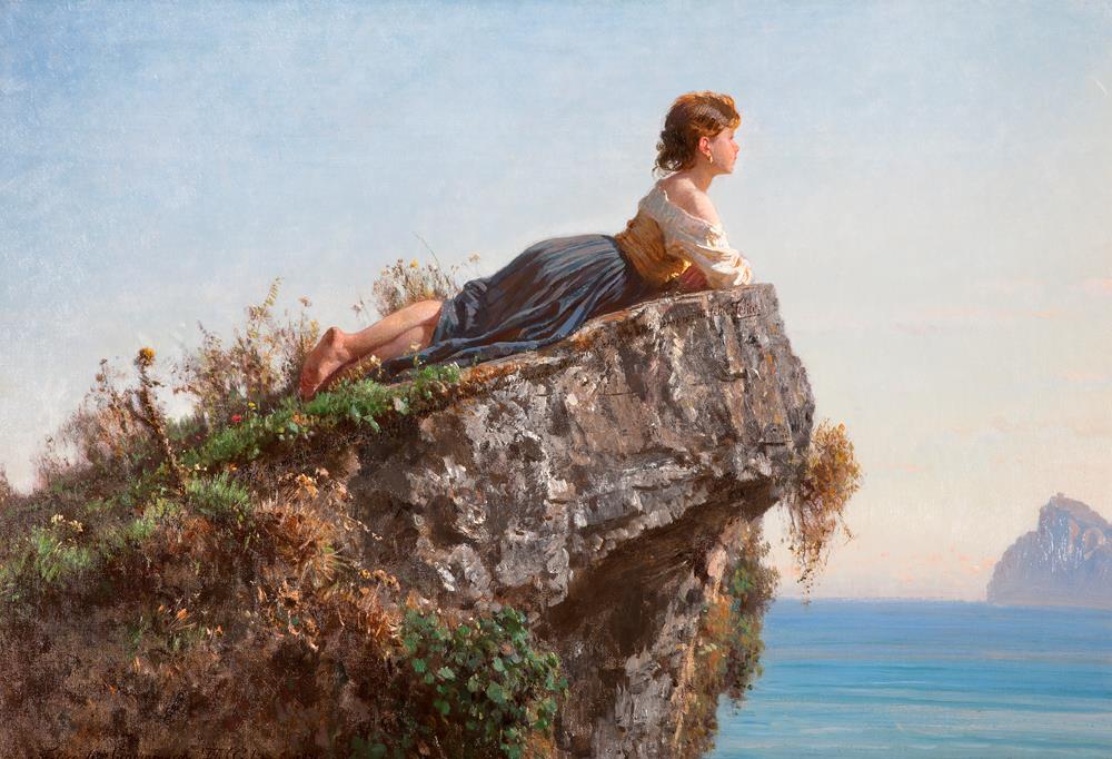 Девушка на скале в Сорренто